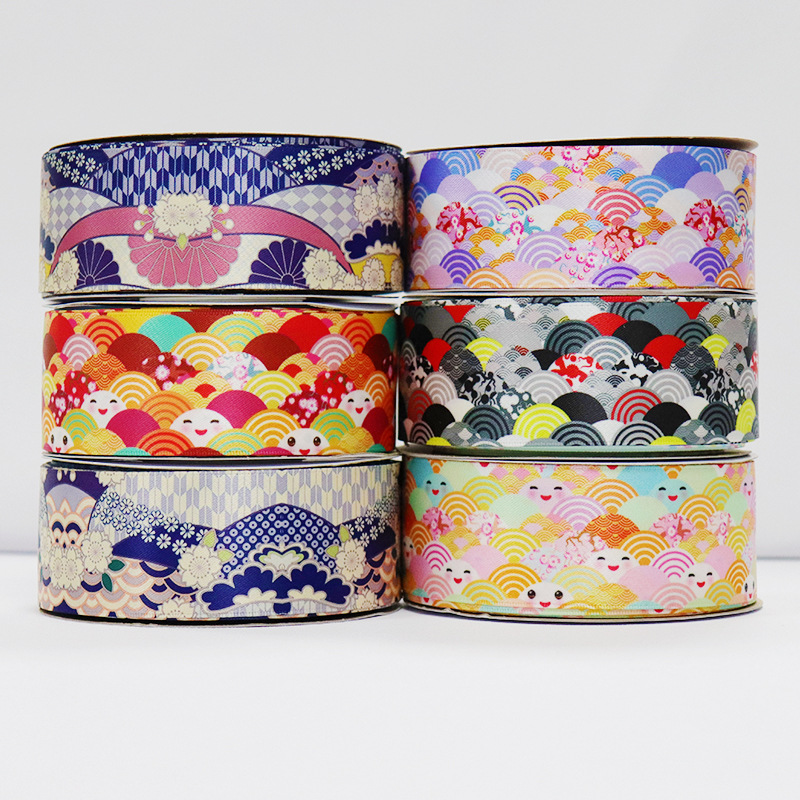 Estilo japonés impreso tocado DIY costilla cinta hecha a mano arco cinta accesorios de ropa cinta