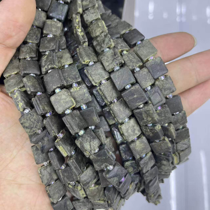 新しい天然ローズクォーツアマゾナイトスクエア溝ビーズ半完成手作り DIY 多用途ブレスレットネックレスジュエリー|undefined