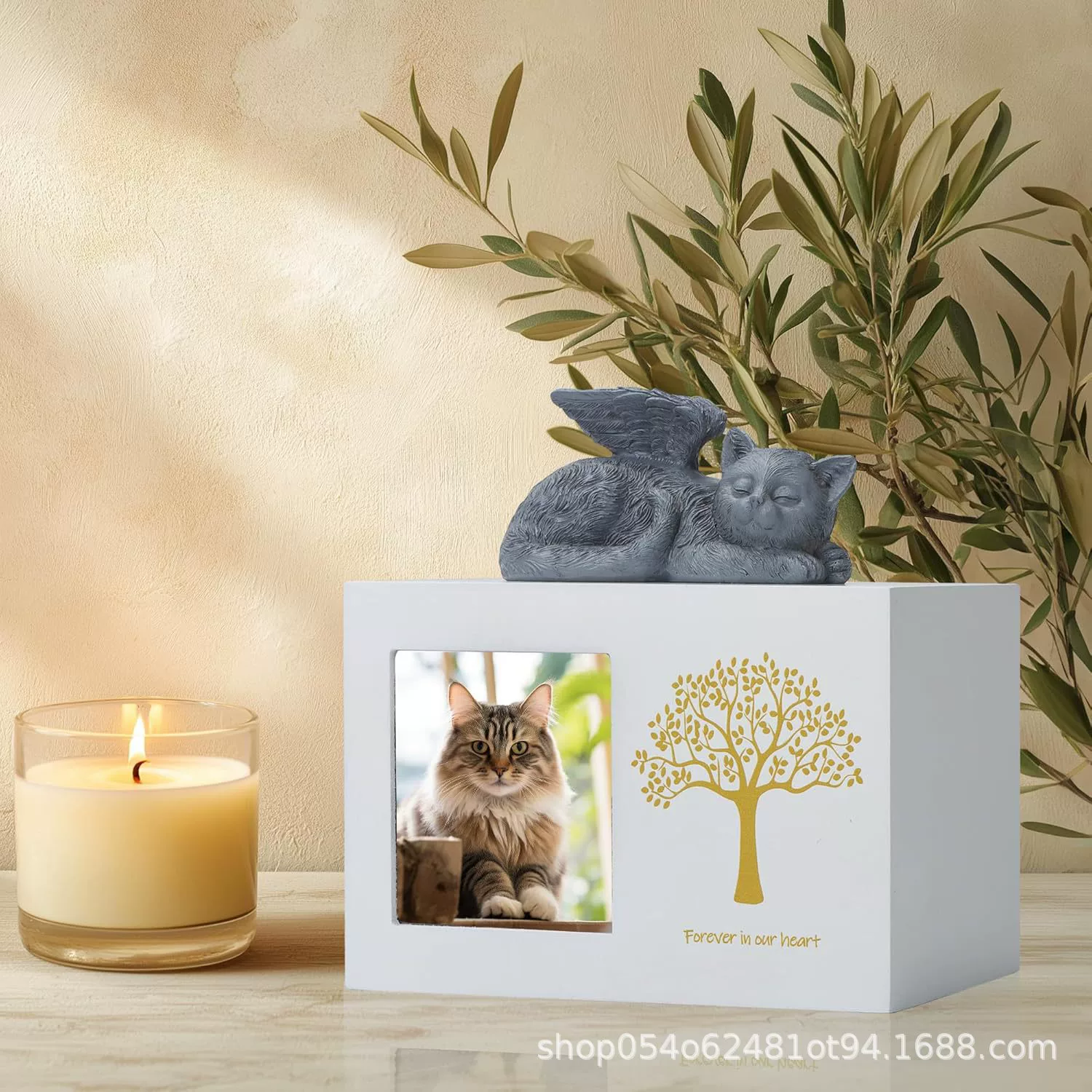 Трансграничное деревянное белое дерево жизни пепел из цельного дерева памятная пепел для домашних животных с фоторамкой Похоронная коробка для собак