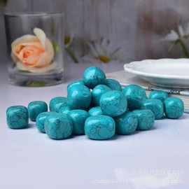 现货供应烤色优化绿松石大颗粒方块石造景石铺路石水晶装饰石批发