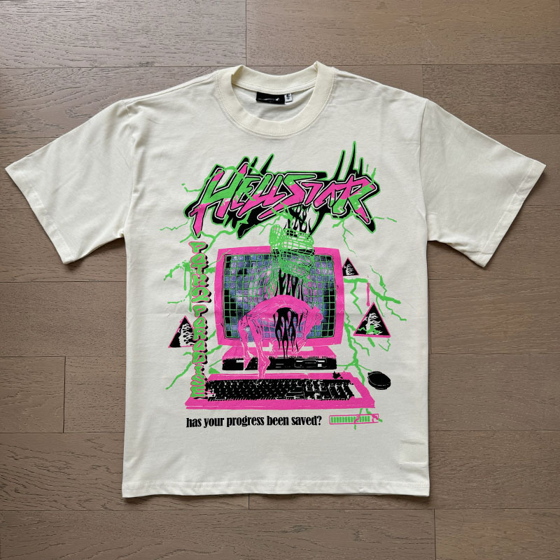 美潮地獄の星insと同じレトロなプリント上着男女のカジュアルなファッション綿の水洗い半袖tシャツ|undefined