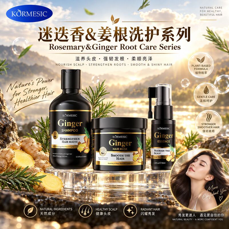 Kormesic Rosemary & Ginger Root Hair Care Shampoo Hair Mask Cross-Border Manufacturer Foreign Trade Wholesale Kormesic Rosemary & Ginger Root Hair Care Shampoo Hair Mask Cross-Border Manufacturer Foreign Trade Wholesale