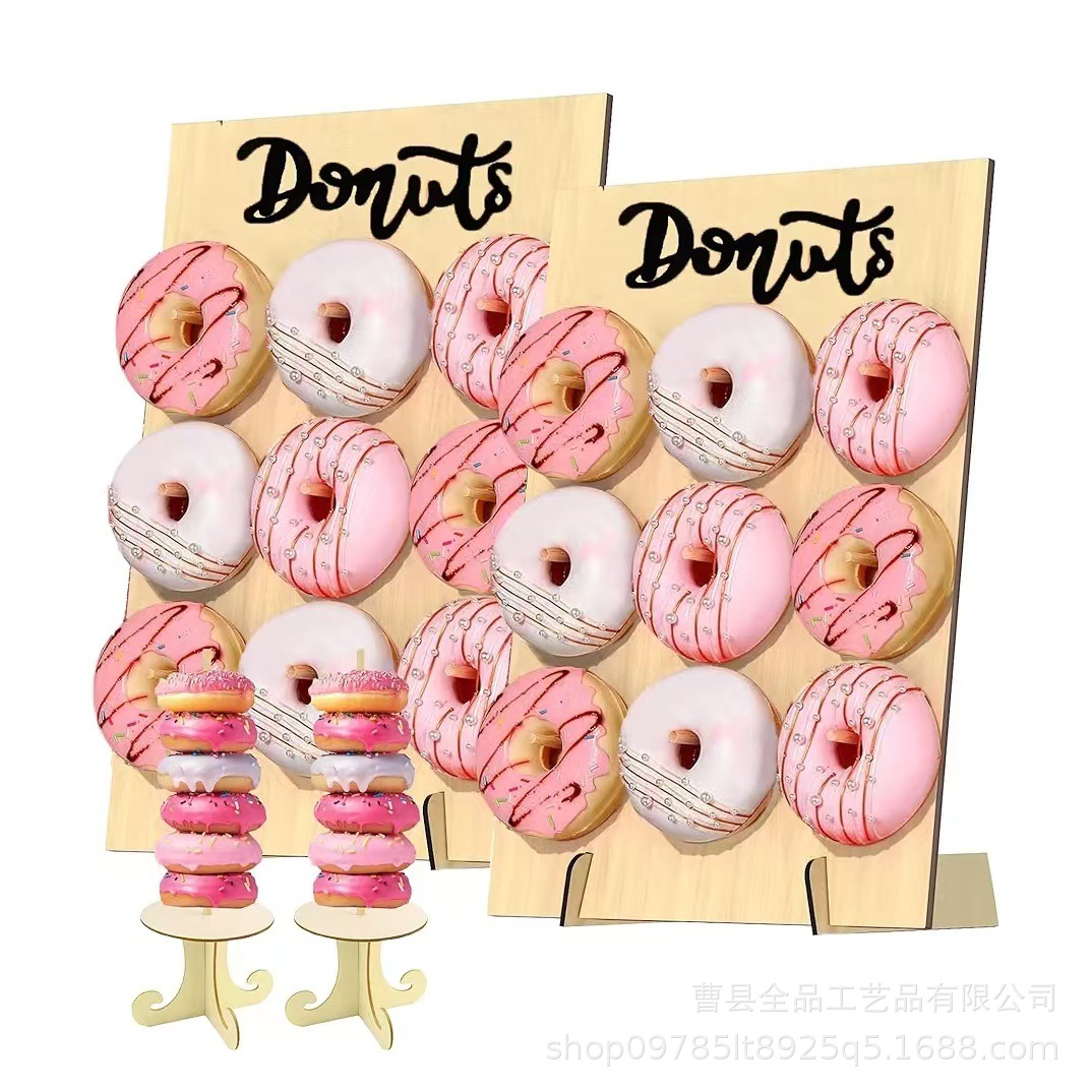 Soporte de donas de madera transfronterizo, plataforma de decoración de pastelería de madera, decoración de fiesta de cumpleaños, soporte de exhibición de donas