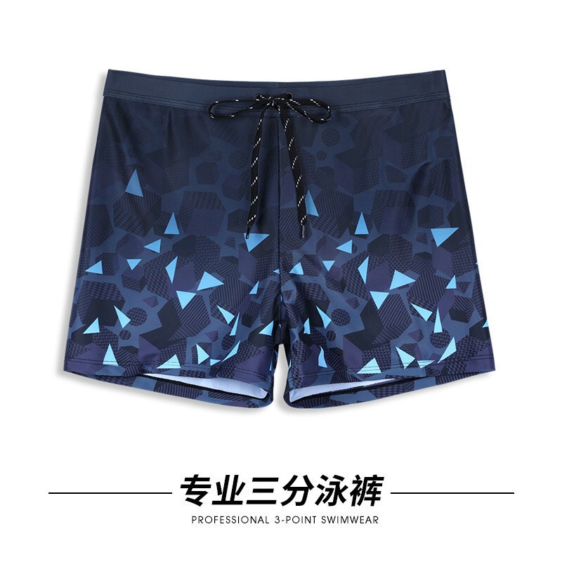 恥ずかしさを防ぐ男性用スイミングパンツ、新しいファッション幾何学的なボクサーパンツ、プロ仕様の大きいサイズの快適な温泉水泳用品セット|undefined