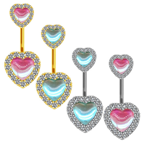 Gabby European and American cross-border heart-shaped navel ring navel ornaments navel nails stainless steel navel ring body piercing jewelry