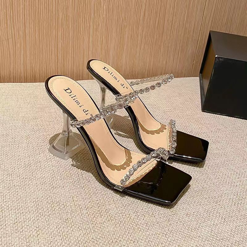 2026 Summer New Rhinestone Strap For Women, Transparent And Exquisite Silver High-Heel Sandals_vogvips.com