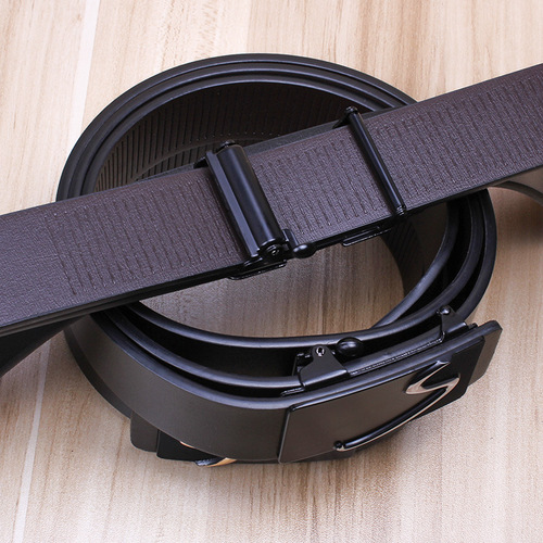 Factory new belt men's genuine leather wholesale alloy automatic buckle inside wear cowhide men's belt men's business pants belt 