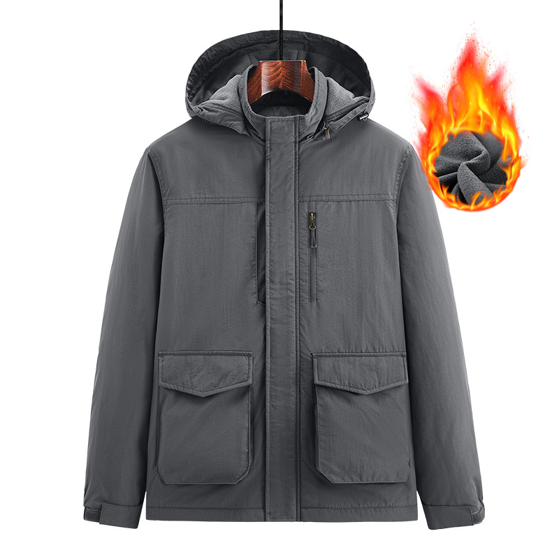 Chaqueta de otoño y invierno para hombres secos rápidos para hombres bolsillos de algodón grueso a prueba de viento impermeable tendencia de trabajo casual chaqueta superior