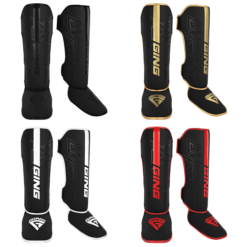 Muay Thai leg guards, Sanda fighting leg guards, adult shin guards with foot protection, professional boxing and fighting protective gear, children's ankle guards