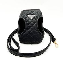 跨境外贸设计师狗狗猫咪法斗牵引绳豪华宠物皮胸背套装狗背带狗绳