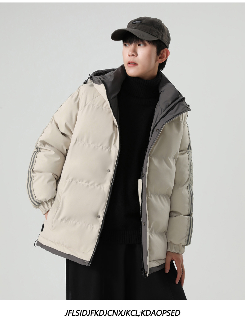 Men's Thickened Cotton Padded Jacket Loose Fit Oversized Coat_voghion.com