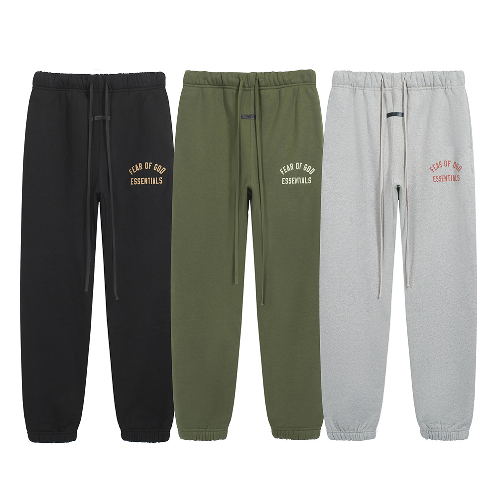 24FW nuevo FOG ESSENTIALS con impresión de letras de vello para hombres cuerdas casuales sueltas de tirado de piernas pantalones de moda
