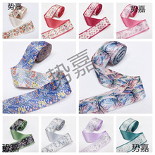 ins国版印花花卉AB面双面棉带丝带蝴蝶结DIY材料儿童发夹发饰