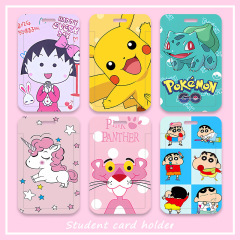 Set of cute cartoon character campus card, student meal card, bus card, subway access card, ID badge, pick-up and drop-off card holder