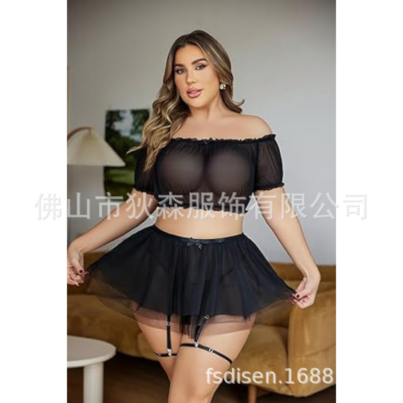 Ropa interior sexy de comercio exterior pijamas sexy tentación encaje encaje envuelto pecho traje de perspectiva de tres puntos