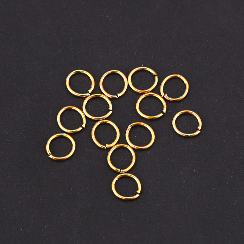 100 PCS/Package Stainless Steel 18K Gold Plated Solid Color Polished Jump Ring display picture 4