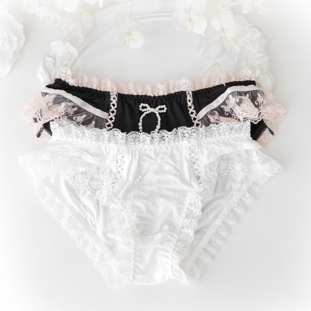 Wholesale Accessible Luxury Imitation Pearl Simple and Comfortable Modal Panties Women's Cute and Sweet Low Waist Bag Hip Briefs