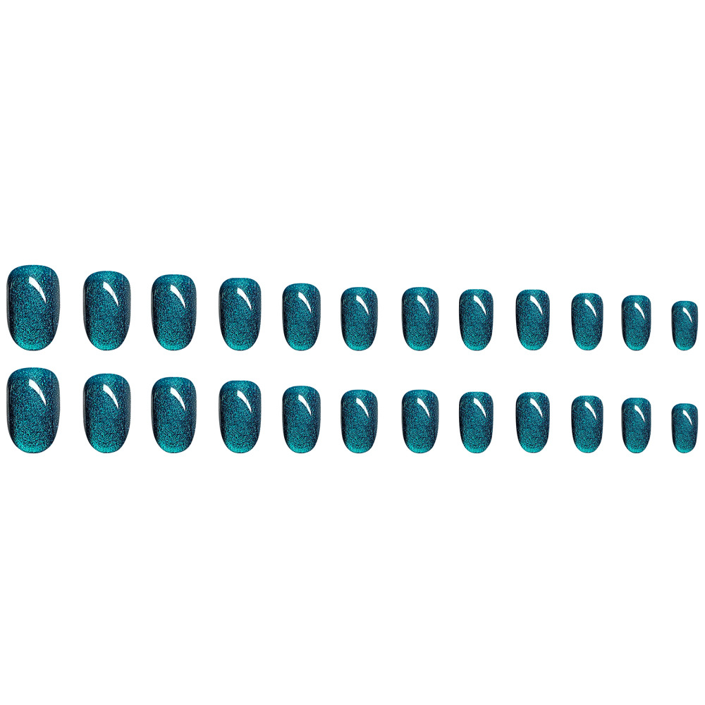 Comercio exterior corto venta caliente desgaste pieza de uñas Peacock Blue Crystal ojo de gato desgaste piezas de uñas falsas de Europa y los Estados Unidos image 6