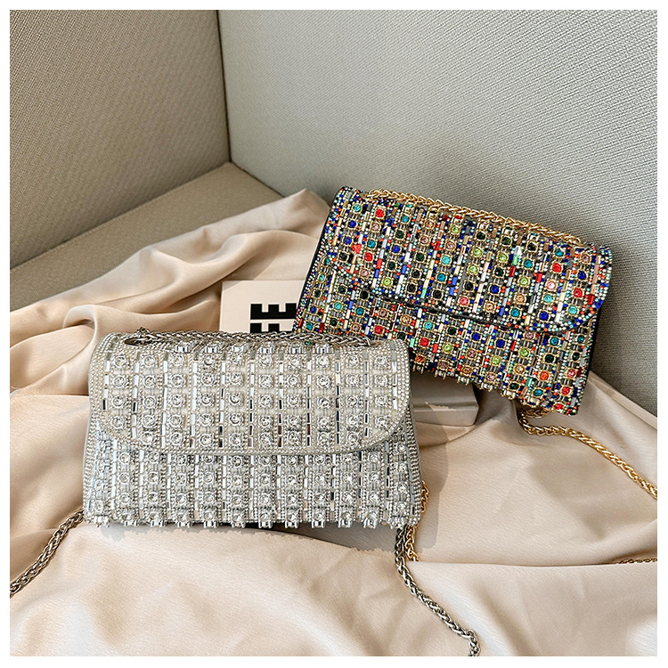 New foreign trade European and American retro underarm bag, casual and fashionable rhinestone small bag, niche single-shoulder bag, crossbody dinner bag undefined