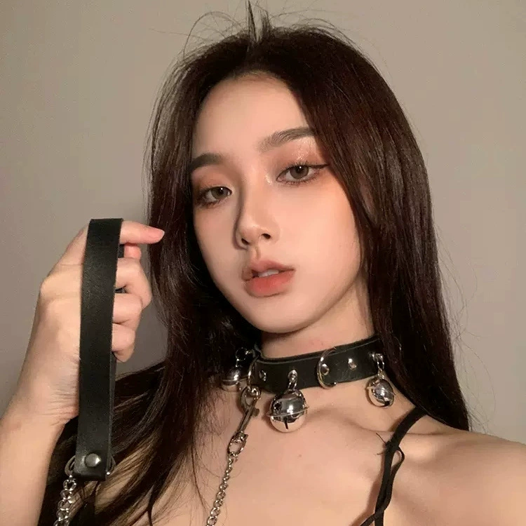 Choker Necklace Set, adjustable faux leather & chain, pendant/bell/leash options, 40–48 cm