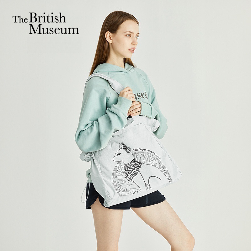 British Museum Gaia Anderson Cat Series Lightweight Large Capacity Yoga Bag Shoulder Bag Mint Green