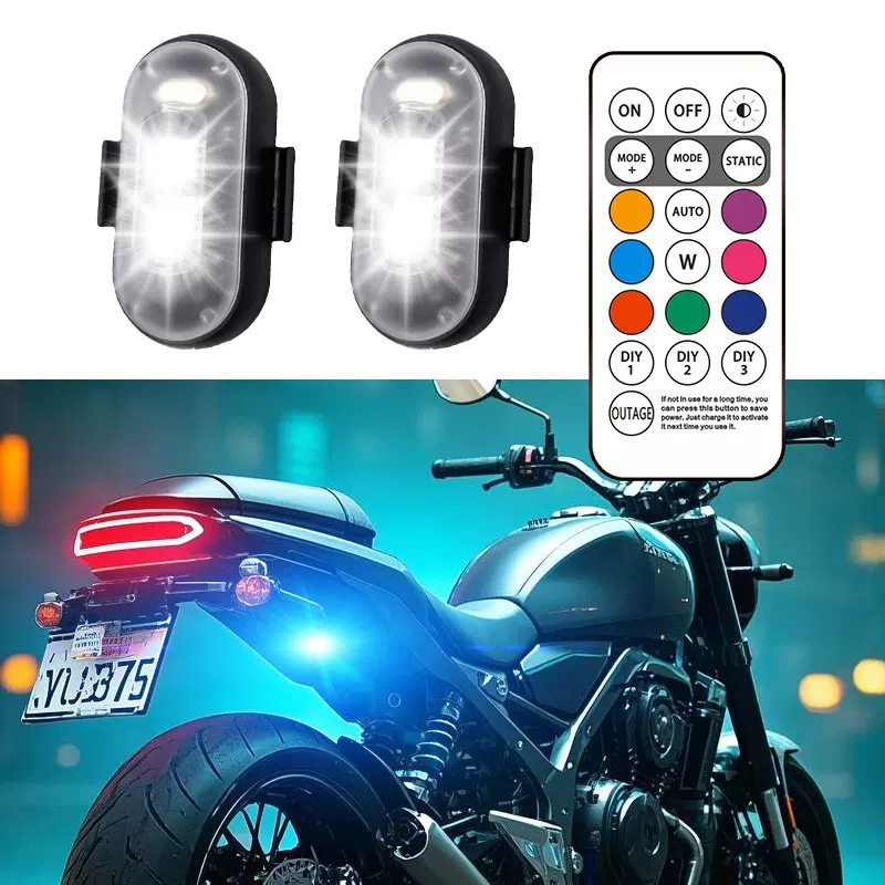 无线遥控飞机灯 汽车摩托车通用七彩爆闪警示灯无人机领航灯充电