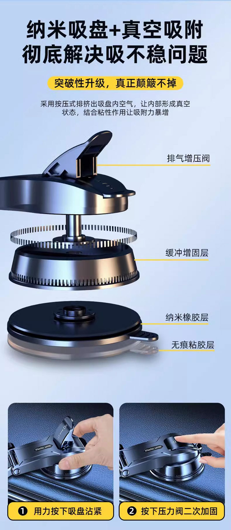 Car mobile phone bracket automatically clamps multifunctional instrument panel front windshield universal suction cup support frame