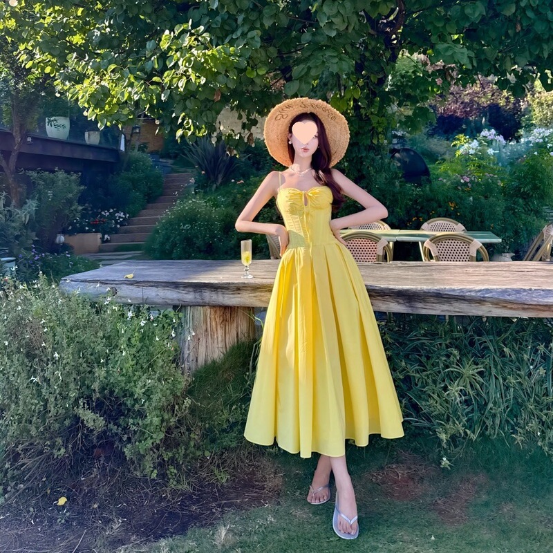 Princess Belle 2.0 Suspender Long Dress for Women, Summer Tea Break French Style, Elegant Waist-Cinching Slimming A-Line Dress Princess Belle 2.0 Suspender Long Dress for Women, Summer Tea Break French Style, Elegant Waist-Cinching Slimming A-Line Dress