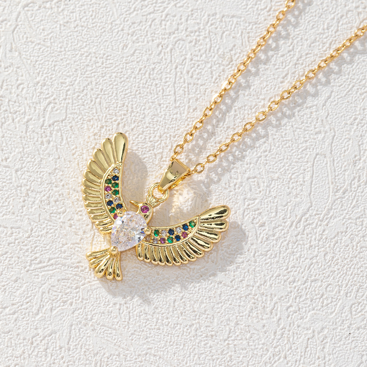 Commute Bird Copper Zircon Pendant Necklace In Bulk display picture 3