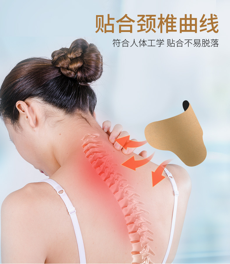 Moxa Wormwood Patch Ai Cao Tie Warming Herbal Topical Patch for Neck Knee and Lower Back 12 Patches per Box in use