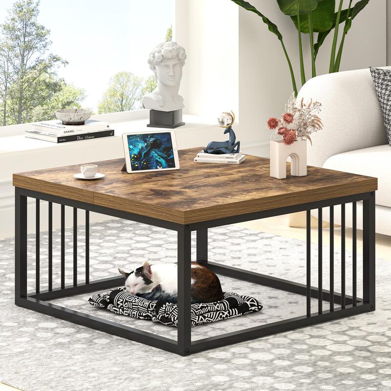 Factory Hot Sale Modern Minimalist Modern Coffee Table Living Room Square Dining Table Rustic Multifunctional for Small Spaces