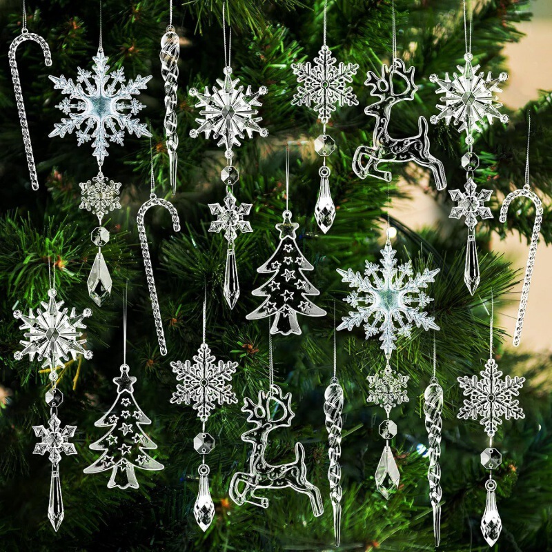 18点アクリルペンダントクリスマスツリー装飾品吊りアクリルクリスマス装飾氷柱水滴ペンダント|undefined