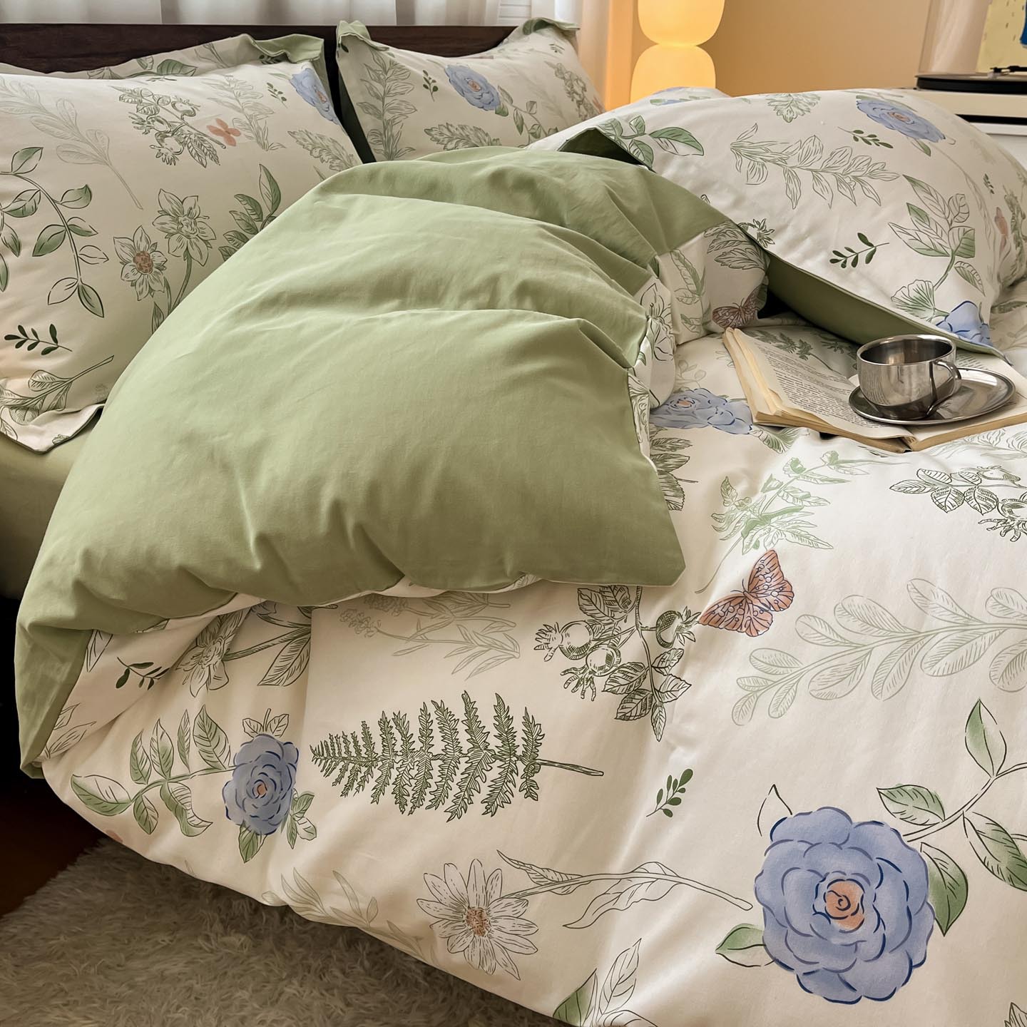 Algodón grueso de cuatro piezas, sábanas de algodón lavado con agua, dormitorios de estudiantes, tres piezas