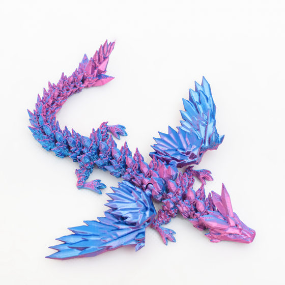 Cross-border explosion 3D printing double rainbow luminous crystal pterosaur toy ornaments stall joint movable toys