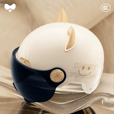 Cute Helmet for Electric Scooters, Women's 3C Certified, Suitable for All Seasons, High Aesthetic Value, Battery Motorcycle Safety Helmet for Men (Motosiklet kaskı (dəbilqə)) - 3c-single-lens-white-sun-protection-short-lens-class-a-new-national-standard-one-size-fits-all