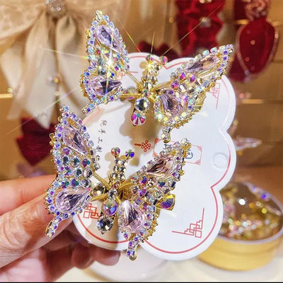  moves butterfly hairpin diamond three-dimensional flying wings headdress flower girl hanfu stage performance hairpin hair accessories