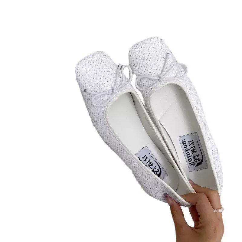 Trend footwear, fashionable nail sequins with bow, shoes, Korean style, 2023, trend of season