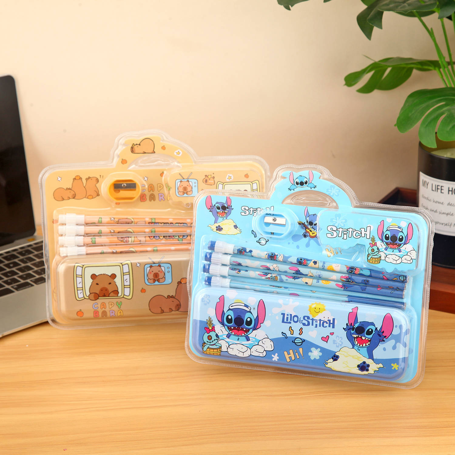 Nuevo estuche para lápices con bonito monstruo Kapibala de dibujos animados para estudiantes de primaria y secundaria, práctico juego de papelería, regalo