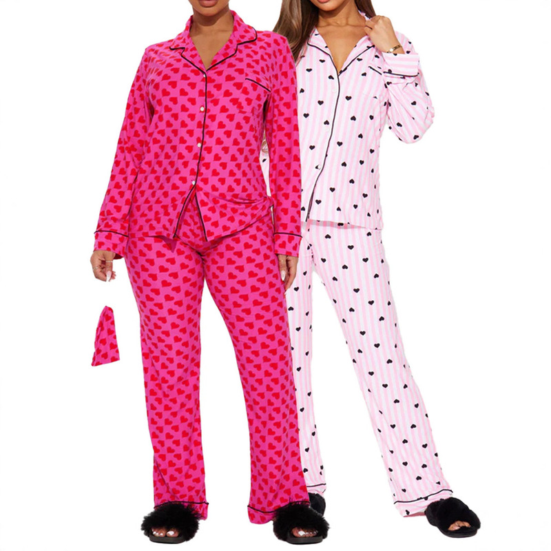 Cross-Border Amazon Europe and America 2025 Autumn Women's Lapel Front Placket Single-Breasted Long-Sleeved Printed High-Waisted Pants Suit