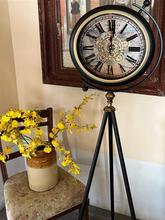 美式客厅别墅办公室复古创意落地钟三脚摆件欧式立钟机械齿轮台钟