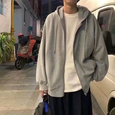 가디건 지퍼 스웨트셔츠 그레이(레귤러 스타일)