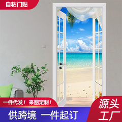 Shangyi 3D Landscape Entry Door Wardrobe Decorative Wall Sticker Self-Adhesive Removable Bathroom Renovation Manufacturer Wholesale Door Sticker