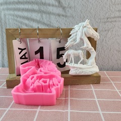 大きな馬と小さな馬石膏装飾品シリコーン型 DIY 石膏セメントデスクトップ装飾品シリコーン型 A9781