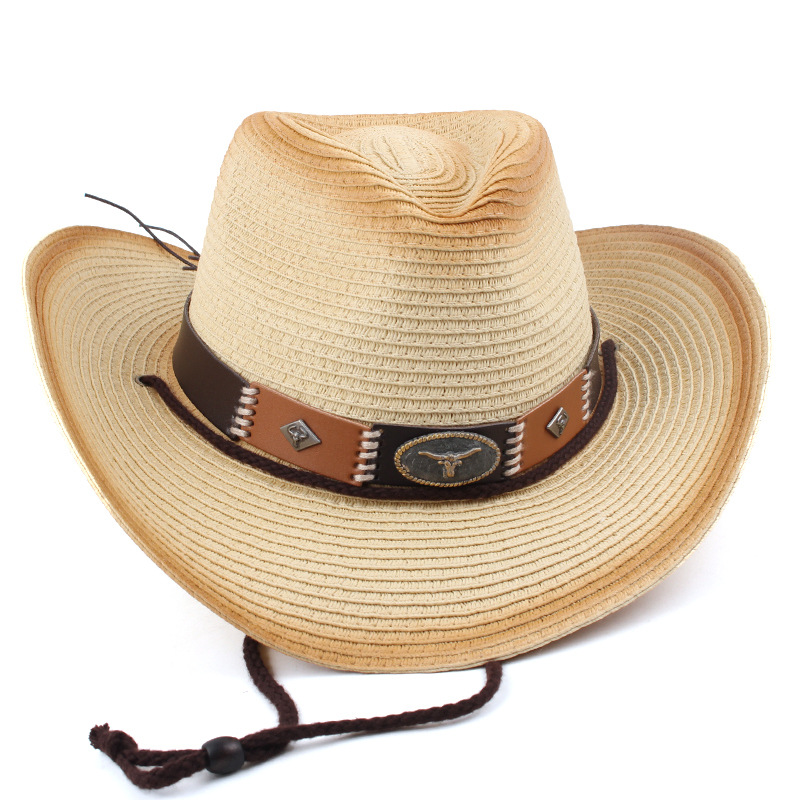 Nuevos productos de comercio exterior transfronterizo para hombres y mujeres de género neutro sombrero de vaquero sombrero de paja al aire libre sombrero de estilo retro europeo y americano