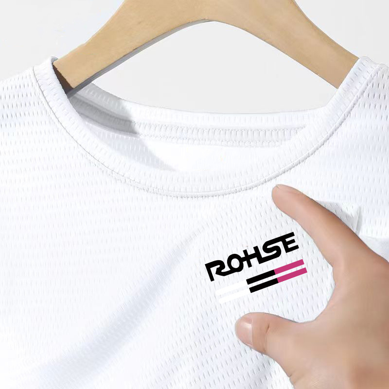 アイスシルク速乾性通気性メッシュ半袖メンズ夏人気 Tシャツメンズフィットネススポーツ半袖アウトドア Tシャツ|undefined