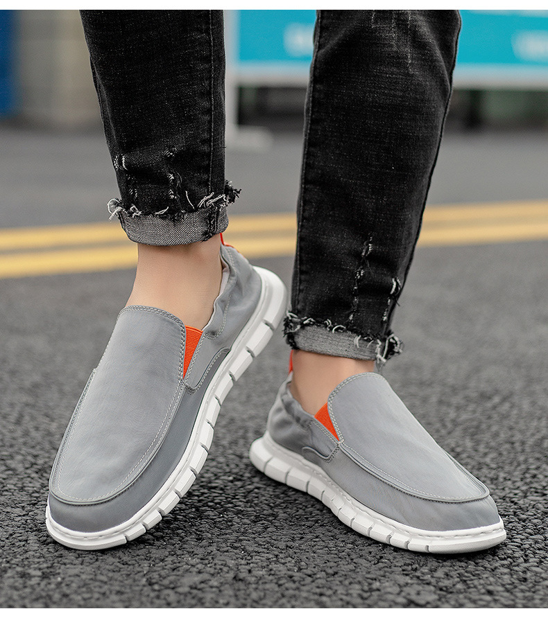 High-Quality Waterproof Umbrella Fabric Casual Men's Elastic Slip-On Old Beijing Cloth Loafers One-Step Dad Shoes_vogvips.com