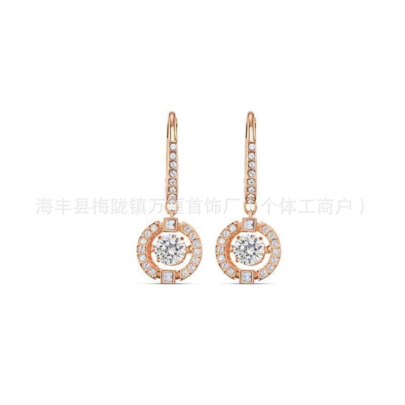 施华洛水晶世奇灵动天鹅跳动的心耳环施家高版本恶魔之眼耳钉女|undefined
