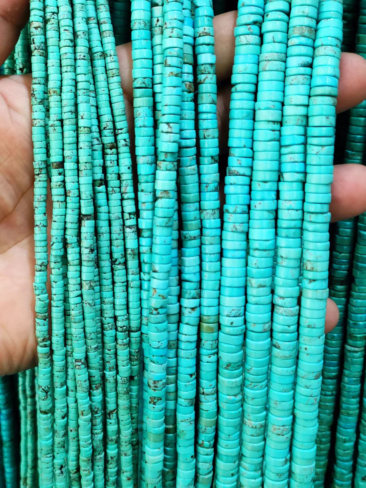 批發綠松石盤珠隔珠隔片 天然老料湖北料算星月金剛菩提diy配飾件