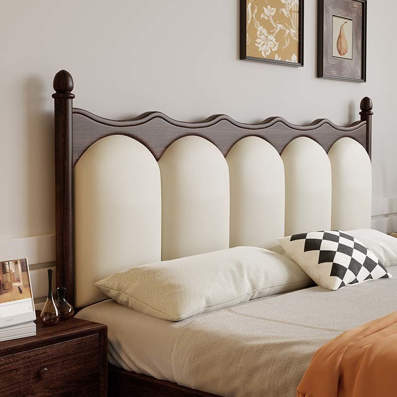 2025 Mid-Century Style French Walnut 1.8m Solid Wood Bed Master Bedroom with Soft Backrest 1.5m Storage Double Wedding Bed