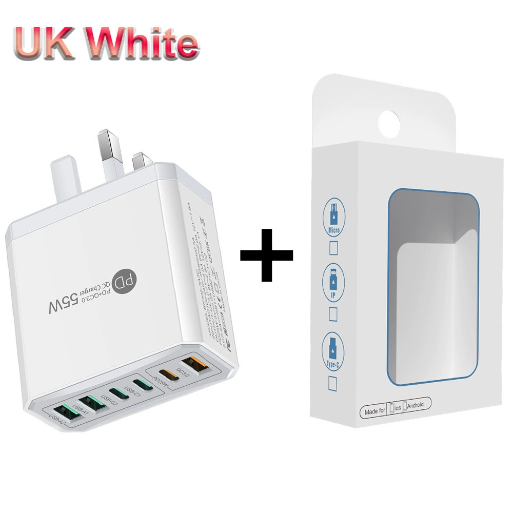 Быстрое зарядное для мобильного телефона 3PD+3USB, дорожный блок, стандарты PD55W QC3.0+PD25W